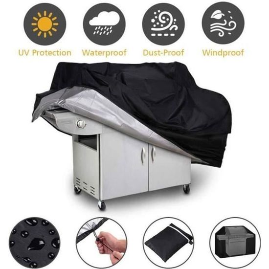 Housse Barbecue Gaz Imperméable - Protection Anti-UV, Neige Et Poussière - Taille 145x61x117 Cm