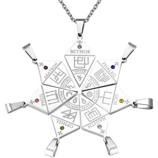 Médaille Sceau Des 7 Archanges AEONSLOVE - Collier Argent 925 Croix Chrétienne Avec Chaîne