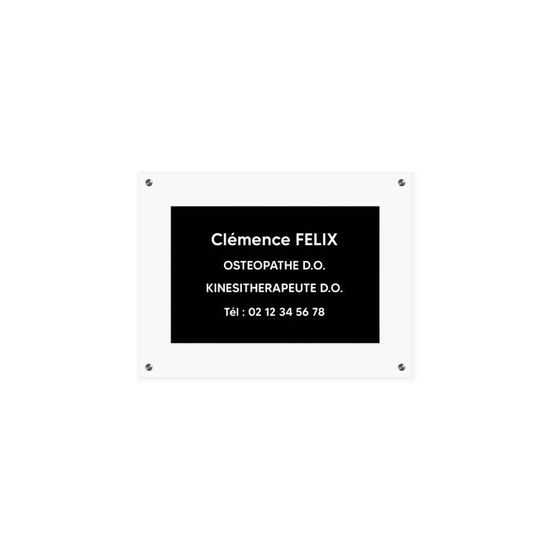 Plaque professionnelle personnalisée en PVC pour ostéopathe, kiné