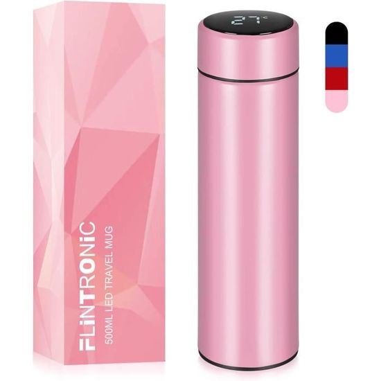 Gourde Isotherme Thermos 500ml Acier Inoxydable Avec Affichage Température - Bleu
