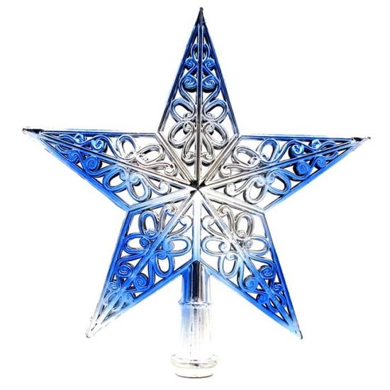 Sapin de Noel Etoile Decoration de Noel, Bleu Et Or, 20cm(7.9