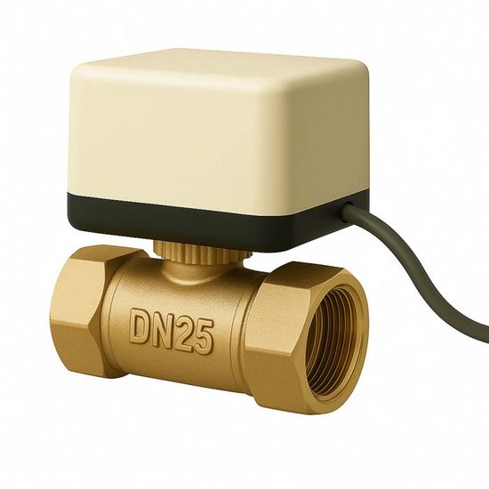 Vanne à Boisseau Sphérique Motorisée Laiton 2 Voies - Tensions 12V/24V/220V, Pour Eau Chaude/froide, Filetage G, Longueur Câble 30cm