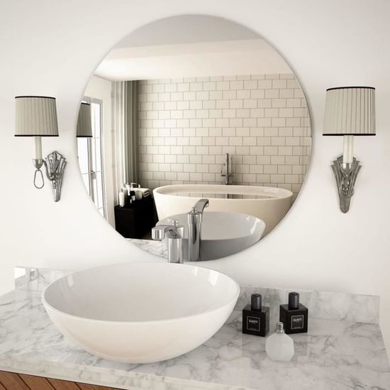 #5408 Miroir mural Professionnel - Miroir de Salle de bain 70 cm Rond Verre Parfait