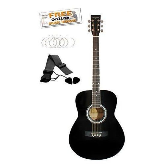 médiators et cordes Noir Martin Smith W-100 Pack Guitare acoustique avec sangle 