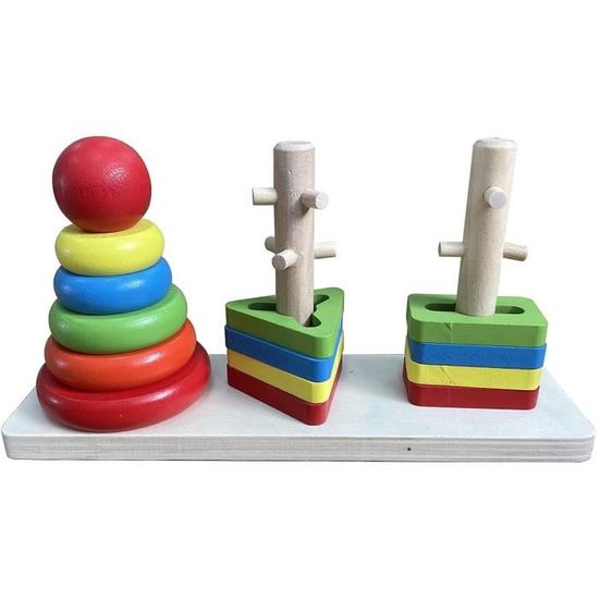 Empileur D'Anneaux Fisher-Price En Bois - 10 Pièces - Enfant 18 Mois Et +