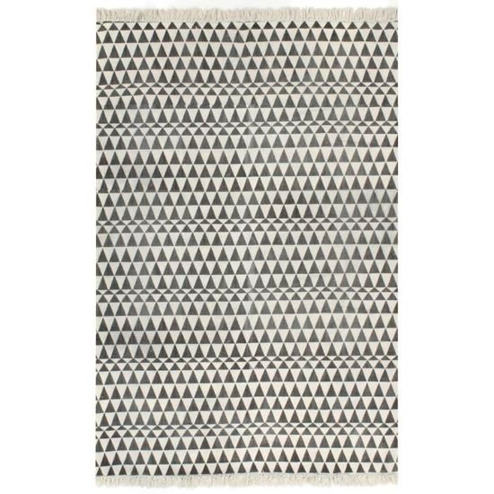ETO-Tapis Kilim Coton 160 x 230 cm avec motif noir/blanc