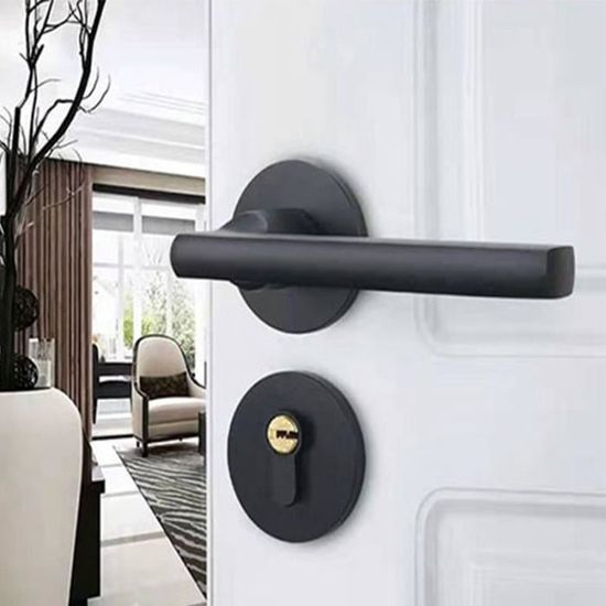 Lot De 10 Poignées De Porte Intérieur Intimité Noir Mat - Levier Droit, Serrure Sans Clé, Acier Inox/zinc