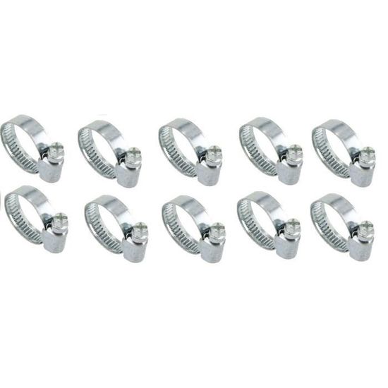 Lot De 10 Colliers De Serrage 40-45 Mm – Acier Galvanisé, Avec Insert Caoutchouc Antivibration
