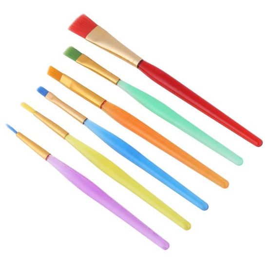 Lot De 12 Pinceaux Peinture Pour Enfants - Ronds Et Plats, Colorés - Pour Aquarelle, Acrylique, Loisirs Créatifs