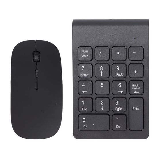Combo Pavé Numérique + Souris Sans Fil 2.4GHz - 1200 DPI, 18 Touches, Portable Pour Bureau Et Voyage