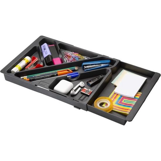 Plateau Extensible Pour Tiroir De Bureau - Plastique Recyclé Noir Stey Accesorios