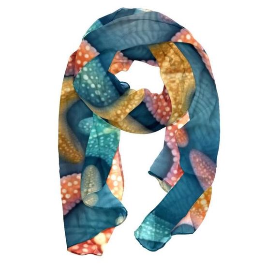 Écharpe Légère En Mousseline Mytoptrendz - Motif Notes De Musique Dorées - 150 X 46 Cm - Multi-couleurs