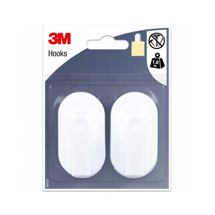 Crochets adhésifs - ovale - pince - blanc (x2) 3M
