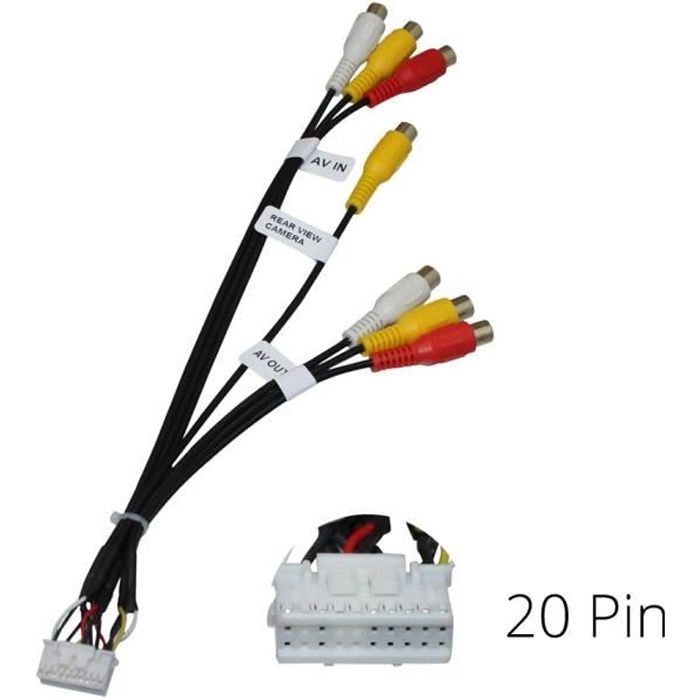 Câble Adaptateur Autoradio pour KENWOOD Prise 20 Broches 20pin RCA AV en Sortie Faisceau Câblage 20cm Connecteur