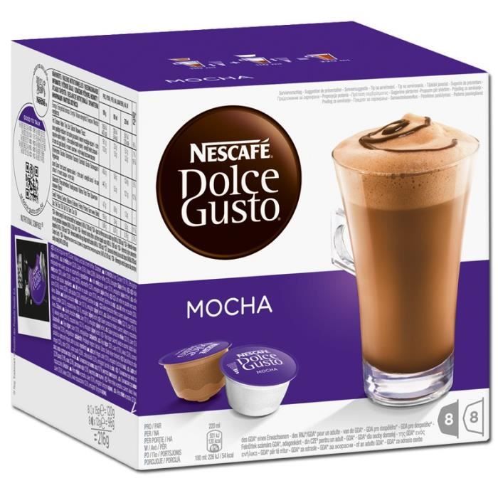 Nestlé Dolce Gusto Mocha, Café, Café chocolat, Boîte de 16 capsules