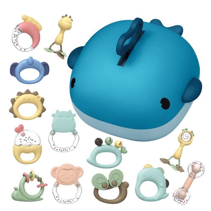 Hochets Bébés Jouets d'éveil Tambourin Instruments de Musique Jouet Musical kid avec Boîte de Rangement sans BPA