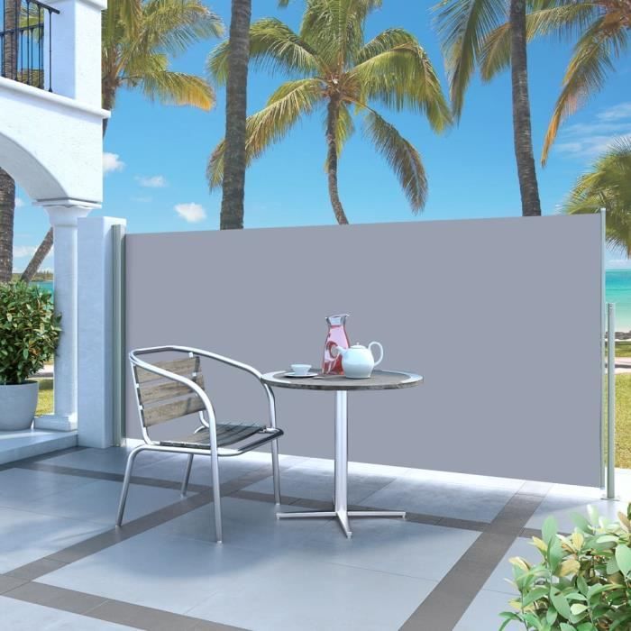Magnifique-Auvent Store Jardin Protection Brise-Vue Soleil Balcon Terrasse latéral rétractable 140 x 300 cm Blanc cassé