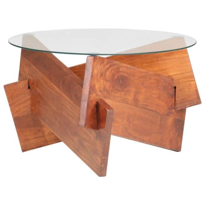 Home-5374Table basse décor design vintage scandinave - Table de salon Bout de canapé Table de thé Table de séjour 60 cm Bois solide