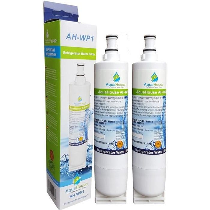 2x AH-WP1 filtre à eau compatible pour Whirlpool réfrigérateur SBS002, 4396508, 481281729632, 461950271171, S20BRS, SBS003: