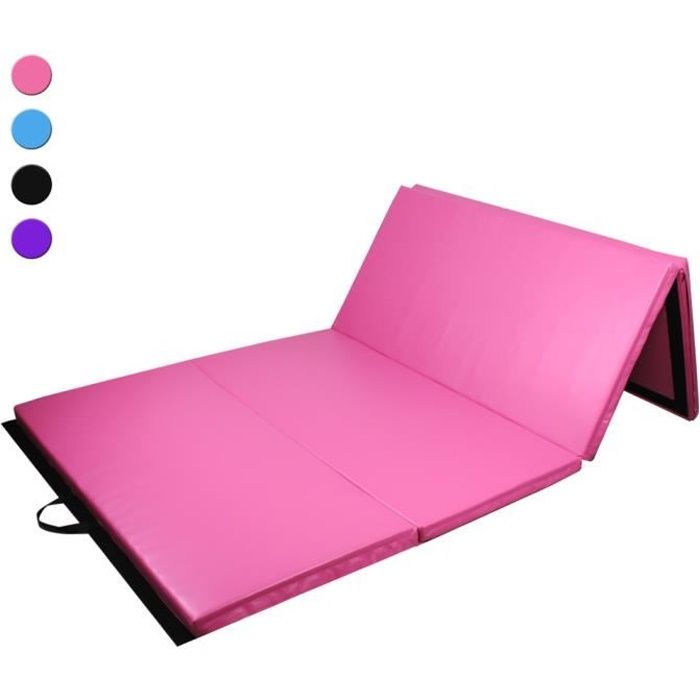 Tapis de Sol 300cm pour Gymnastique et Fitness, Matelas de Gym Épais et Pliable pour la Maison - Rose