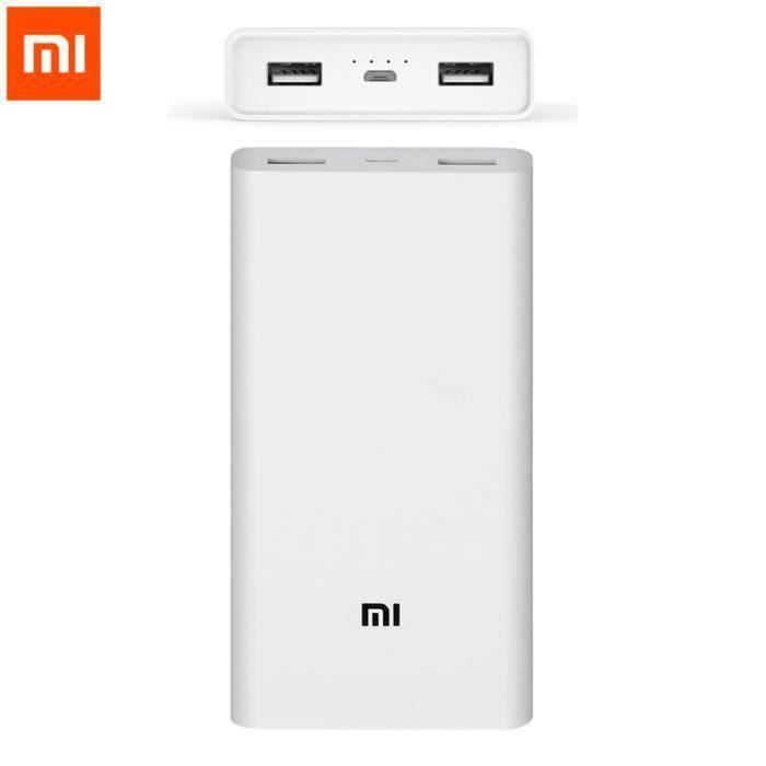 JIE Original Xiaomi 2C Power Bank Batterie Externe 20000mAh Dual USB Quick Charge 3.0 avec USB câble