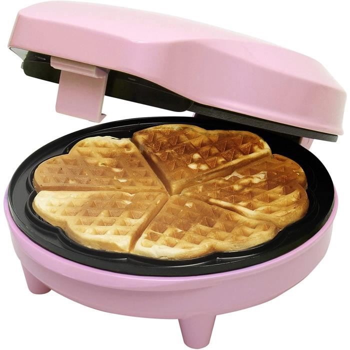 Bestron Gaufrier pour des gaufres en forme de cœur, Design rétro, Sweet Dreams, 700 W, Rose