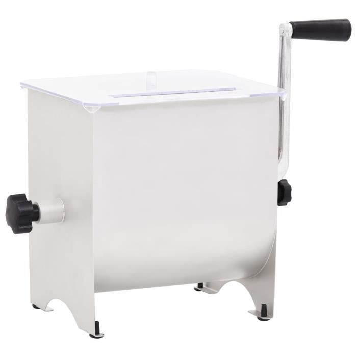 Super Mélangeur de viande manuel avec couvercle Argenté 20 L Inox @885627
