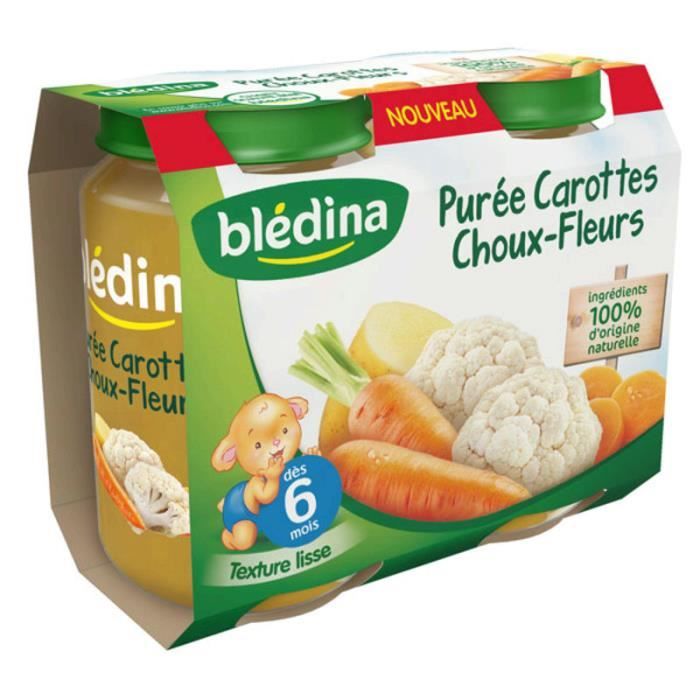 BLEDINA Petits pots Purée carottes choux-fleurs - 2x200 g - Dès 6 mois