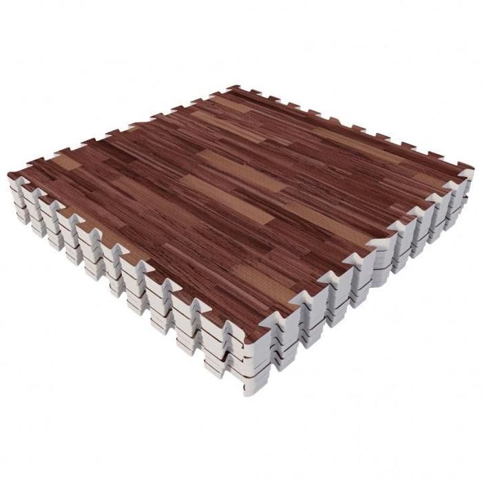 Gorilla Sports - Tapis de protection interconnectables de 1,2cm en mousse - EVA 8 carré de 60x60cm - BOIS FONCÉ
