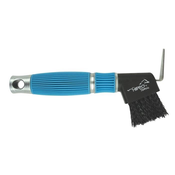 HIPPO-TONIC Cure-pieds brosse -Confort- pour cheval - Bleu néon