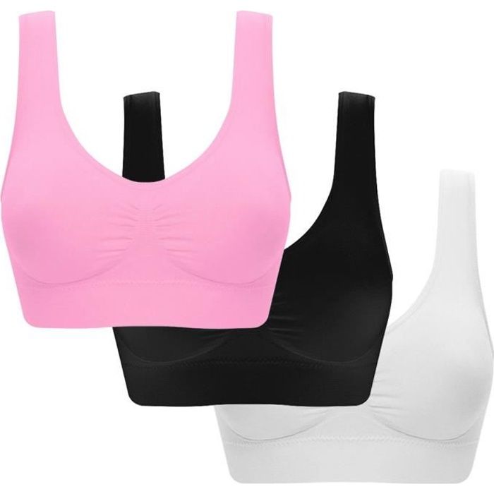 Femmes Pure Color Plus Size Ultra-mince Large Bra Bra Sports Bra Full Bra Cup Tops @Amer19 Multicolor