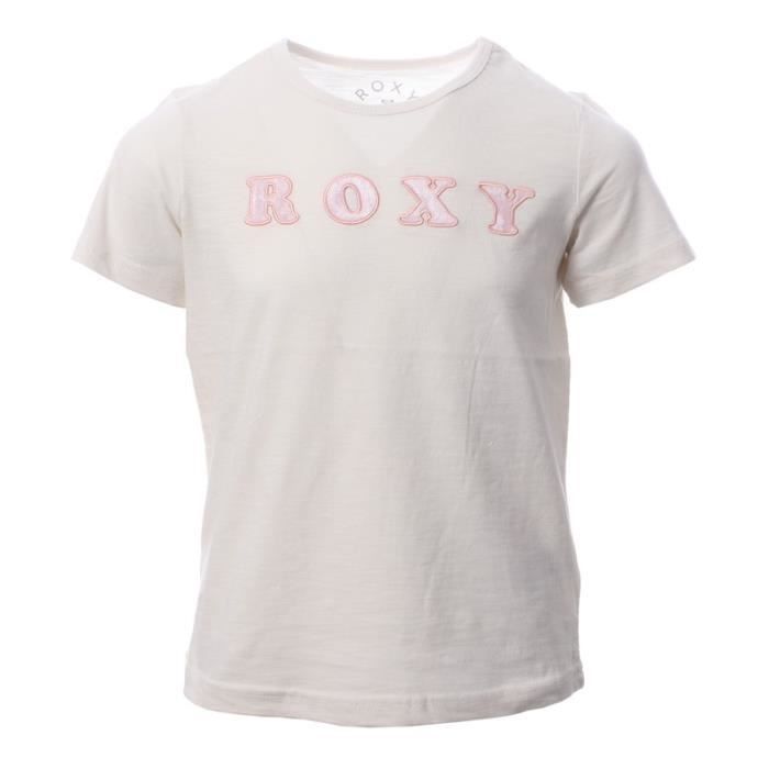 Tee Shirt Ecru Logo rose Fille ROXY SEA AND LOVE