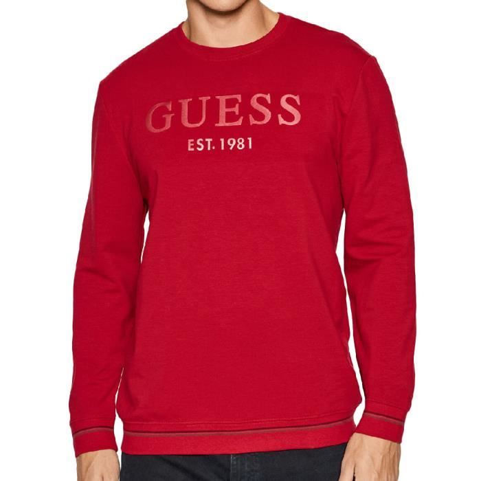 Sweat Rouge Homme Guess Crewneck