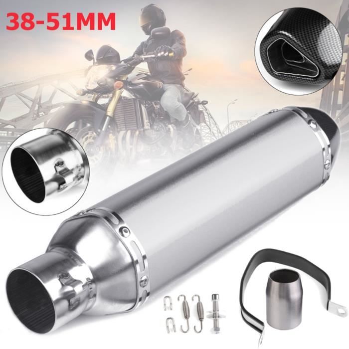 Moto Universel Double Tuyau D/échappement De 51mm En Acier Inoxydable Argent Moto Double /Échappement Du Silencieux Tuyau Arri/ère Tuyau Tuyau Tube Modification Pi/èces