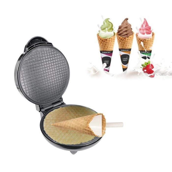 Gauffrier, Préparez des Cornets de Glace, des Gaufres, Plaques Antiadhésive 20cm, Puissance 1200W