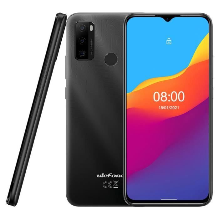 6.52- Ulefone Note 10 Smartphone Pas Cher 32Go Android 11 5500mAh Batterie Téléphone Portable Support OTG Micro+Nano Dual SIM Noir