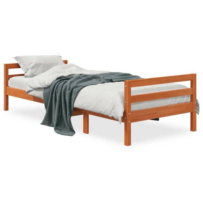 vidaXL Cadre de lit sans matelas cire marron 90x200 cm bois pin massif 844485