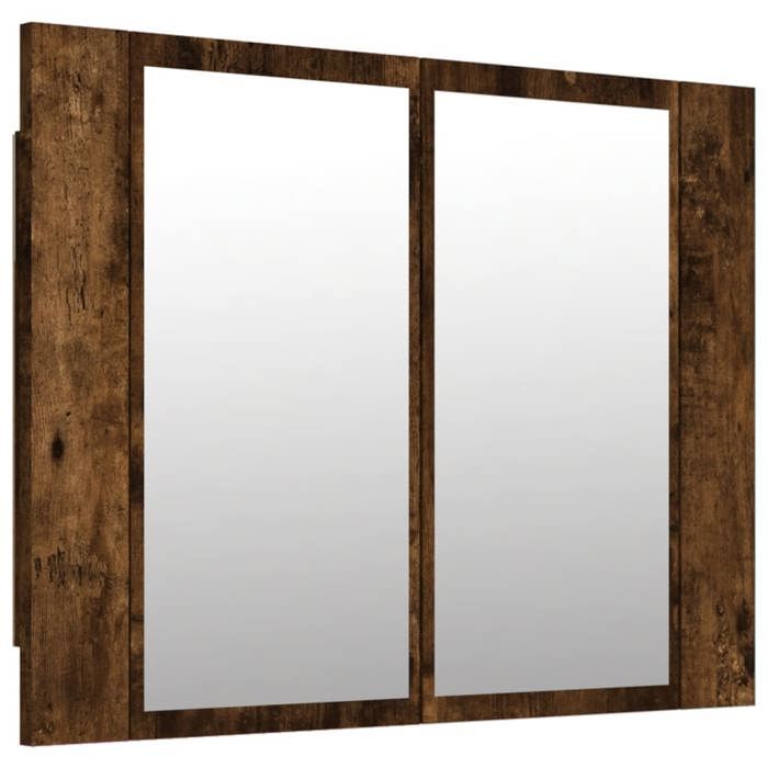 Armoire à miroir led chêne fumé 60 x 12 x 45 cm bois dingénierie 02_0006742