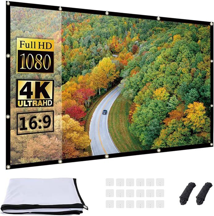 Écran Projecteur Pliable 84" 4:3 MAGT – Toile Portable Sans Plis, Idéal Cinéma Extérieur Et Home Cinéma