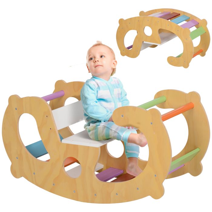2 en 1 Arche escalade enfants 18 à 48 mois AIYAPLAY chaise à bascule arc-en-ciel pour garçons & filles tout-petits