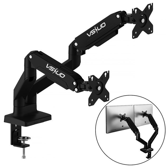 Bras écran PC Réglable à Gaz - Support Moniteur 13-32", Charge Max 9 Kg, VESA 75/100, Noir - OffiGo