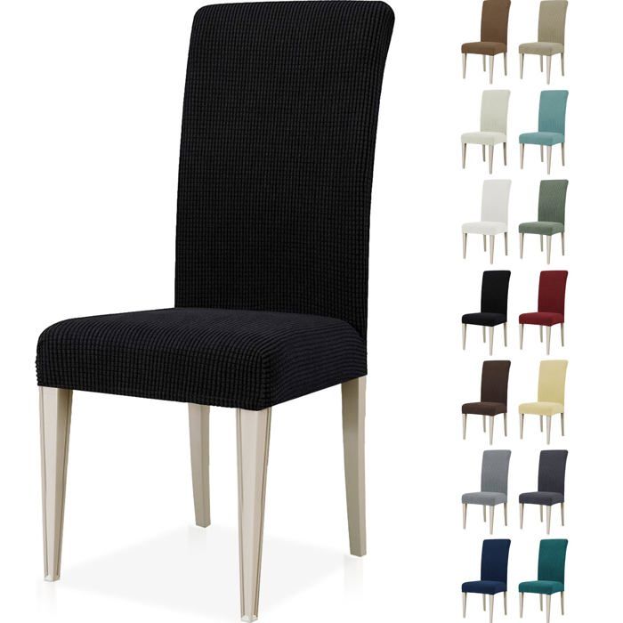 Ystyle Housse de Chaise 6 Pièces Extensible Housse Chaise Salle à Manger Universel Housse pour Chaise Noir