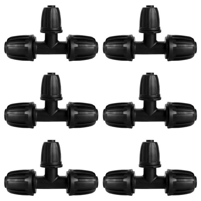 Lot De 6 Connecteurs En T Barbelés 3 Voies – Raccord Irrigation 13/16 Mm Vers 4/7 Mm – Système Goutte-à-Goutte