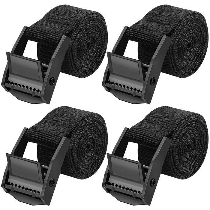 Lot De 4 Sangles D'arrimage Avec Boucle - 25 Mm X 2,5 M - Noir - Linxor