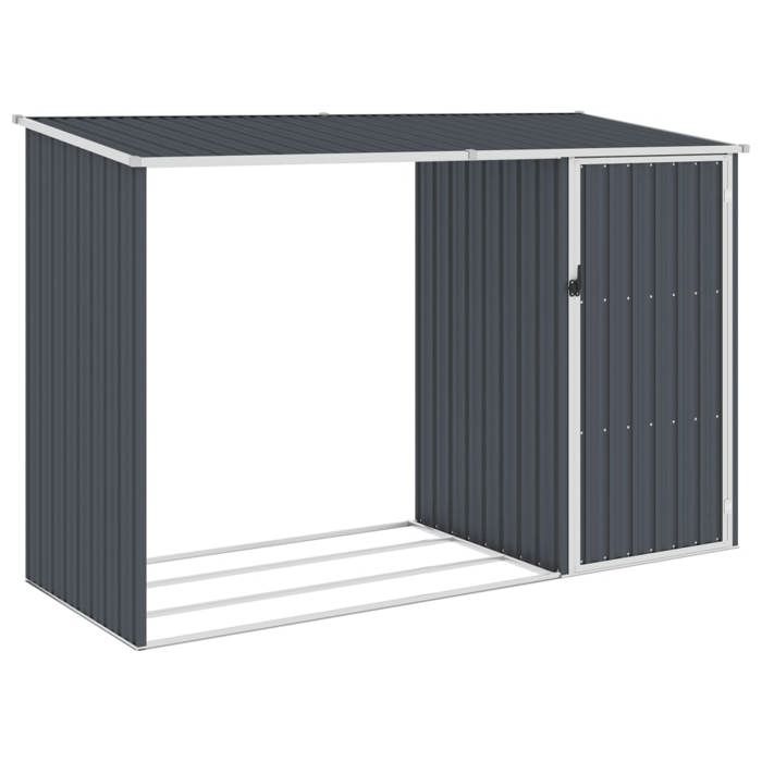 Soldes dété 2025 Abri à bois de jardin - CLOUD - Maison de jardin - Anthracite 245x98x159 cm Acier galvanisé LL205