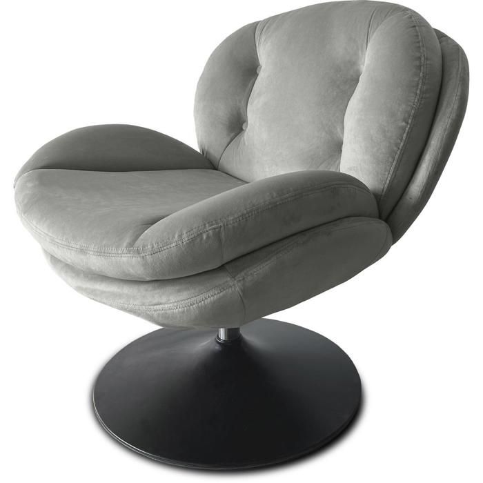 Fauteuil - ATHM DESIGN - RONDO - Velours Gris - Pieds Métal Noir - 1 place Fauteuil - ATHM DESIGN - RONDO - Velours Gris - Pieds Métal Noir - 1 place