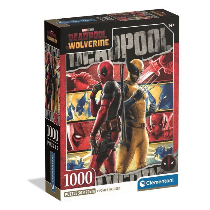 Puzzle 1000 Pièces - Clementoni - Marvel Deadpool - Compact Box - Fabriqué en Italie