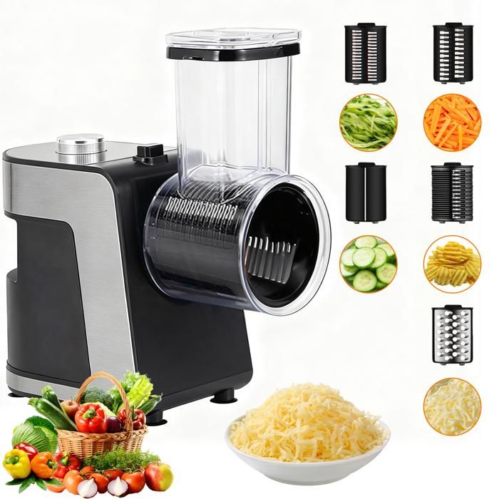 Coupe-légumes électrique - 5 lames - râpe électrique 5 en 1 -tranches fines tranches épaisses râpage épais râpage fin râpé