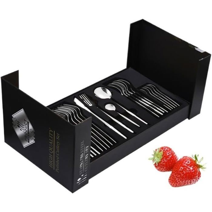 Ménagère 24 pièces - ULISEM - 24 pcs - Acier inoxydable sans nickel - Résistante à la rouille - Design classique