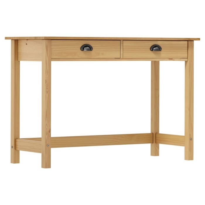 Table console en pin massif - vidaXL - 110x45x74 cm - Marron miel - 2 tiroirs - Poignées de tasse - Compacte - Durable